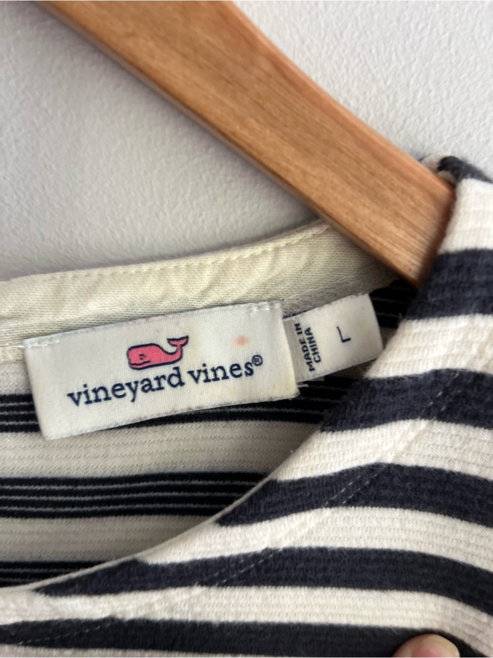 Vineyard Vines Navy and White Striped 3/4 Sleeve Dress - Picture 3 of 8